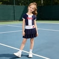 thumbnail image 2 of Gyexs Size 10-12 Girls Back to School Outfits School Uniform Short Sleeve Summer Outfit Casual 2 Piece Crop Top & Skirt Set #01 Navy 10-11 Years, 2 of 8