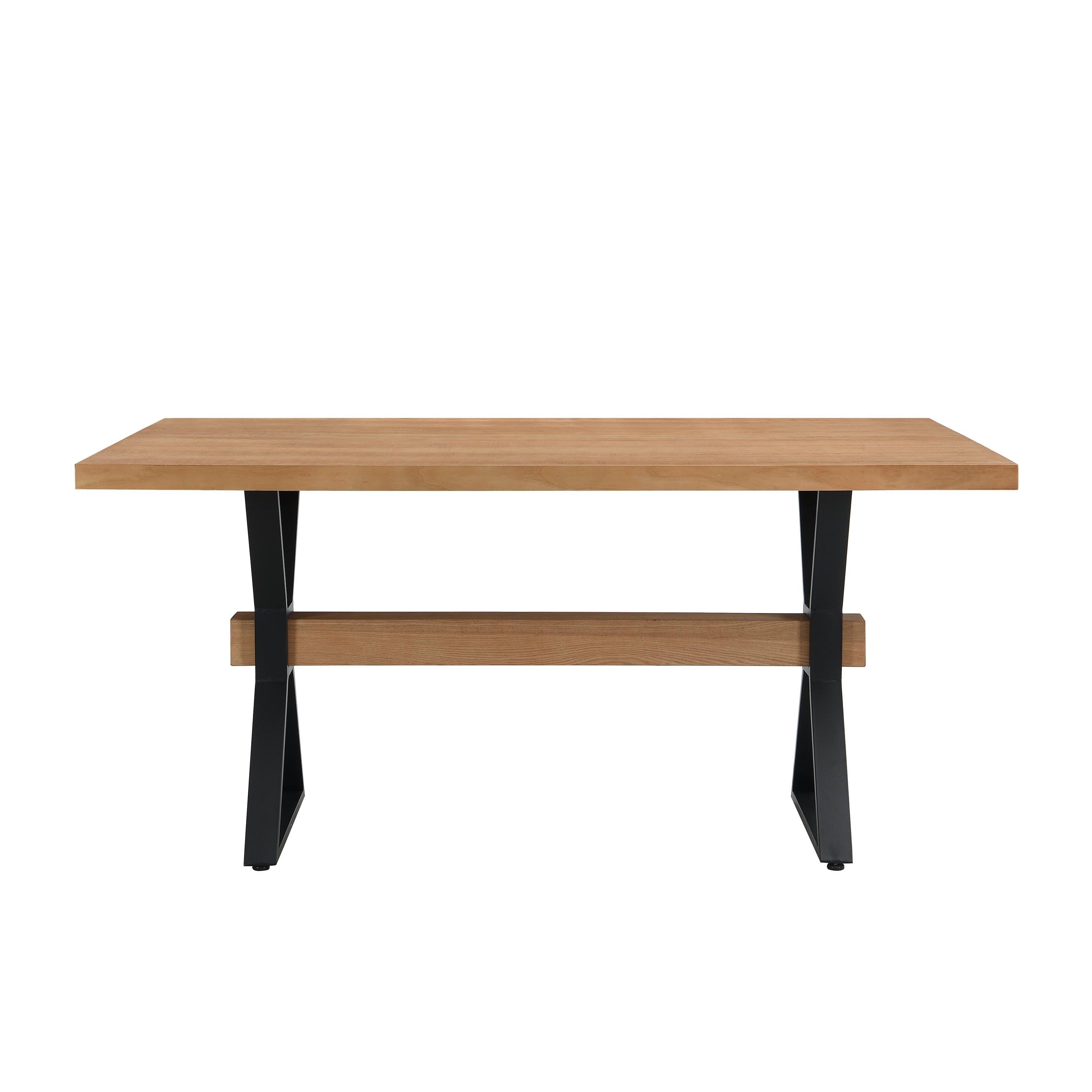 Euroco 63" Wood Rectangular Dining Table for 4-6, Kitchen Table with X-shaped Metal Legs for Kitchen Dining Room,Living Room,Natural