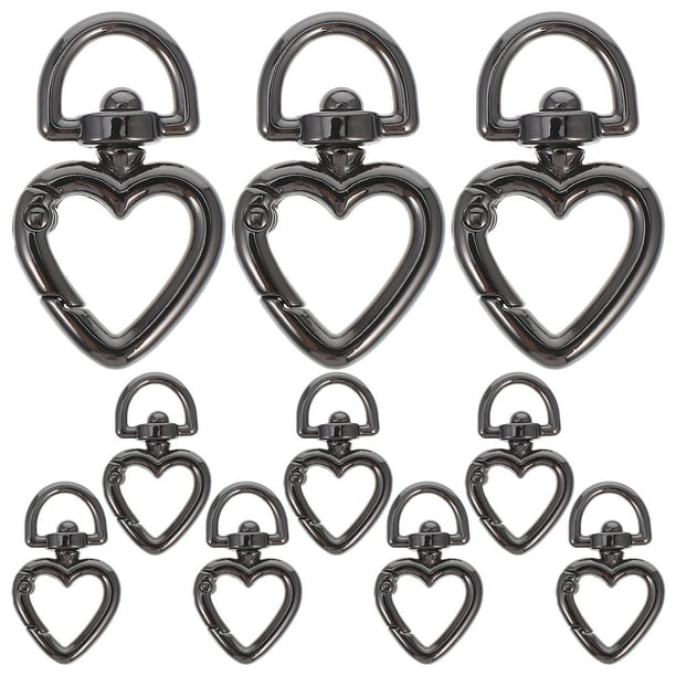 GOOHOCHY 10 mosquetones de metal con forma de corazón, hebilla de gancho para joyería DIY, cierre de resorte de metal, gancho de clip a presión con forma de corazón.