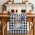 thumbnail image 2 of Table Runner - 48 Inch Long, Easter Kitchen Dining Table Runner Dresser Scarves, Spring Bunny Botanical Blooms Flowers Black Plaid Farmhouse Decor for Coffee Tables Wedding Party Banquet, 2 of 8