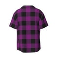 thumbnail image 5 of Salouo Purple Black Plaid Pattern Cuban Collar Shirts for Men Button-Down Shirt Men's Short Sleeve Shirts Hawaiian Shirts Casual Shirts -Small, 5 of 6
