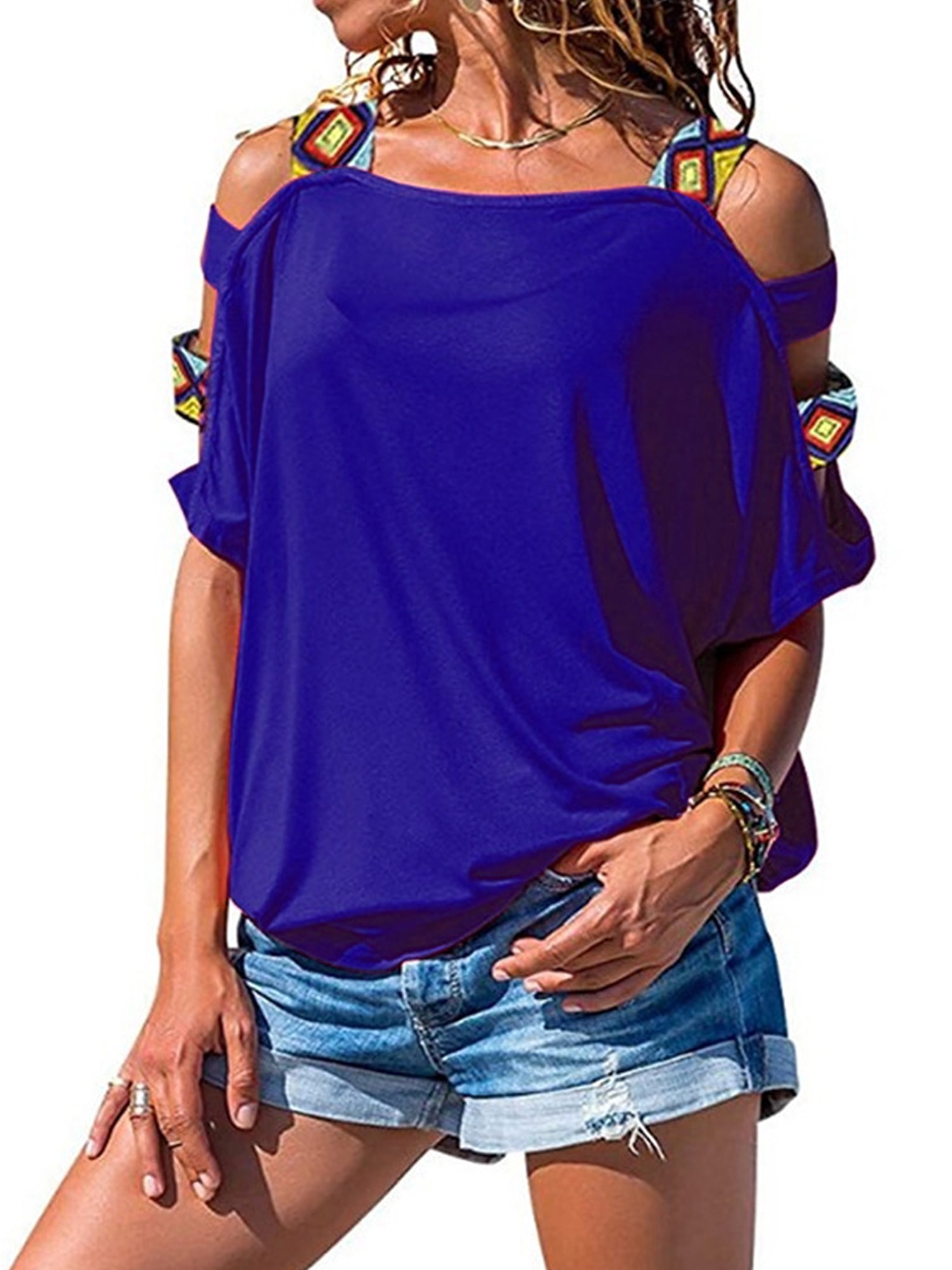 Sexy Dance - Women Summer Cold Shoulder Loose Top Blouse Ladies Casual ...
