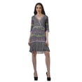 thumbnail image 2 of Moomaya Georgette Printed Wrap Style V-Neck Mini Dress For Women Casual Outfit, 2 of 6