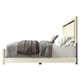 thumbnail image 5 of Home Design Olathe Full Upholstered Panel Bed Frame with Channel-Tufted Headboard and Gold Acrylic Strip Accents, Beige, Easy Assembly, 5 of 11