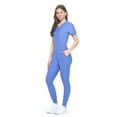 thumbnail image 5 of Womens Jogger Scrub Set Ultra Stretch Medical Scrub Top & Pants (Ceil Blue, 2X-Large), 5 of 7