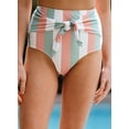 thumbnail image 4 of Sidefeel Swim Shorts for Women High Waist Tie Knot Tummy Control Bikini Panty Cute Color Block Printed Swim Bottoms, 4 of 7