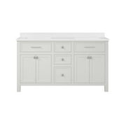 Martha Stewart Oakland 60 in. Vanity from Bedford Collection in White Picket Fence finish