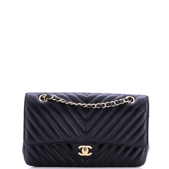 Pre-Owned Classic Double Flap Bag Chevron Lambskin Medium By Rebag