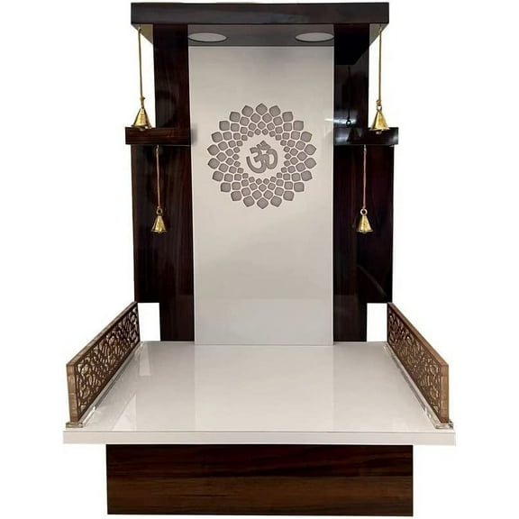 Devyom Wooden Brown Temple with LED Light for Home and OfficeHome TemplePuja Mandir Wall Hanging & Table Top Home Mandir (48X30X16 IN)