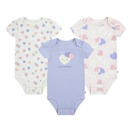 Huggies Baby Girls 3-Pack Bodysuit Set, Sizes NB-18M