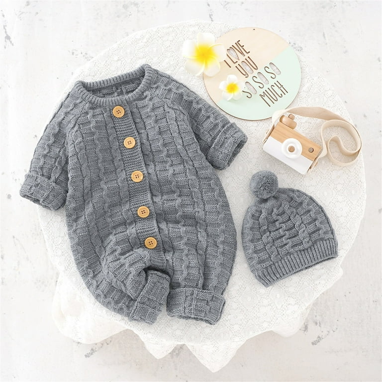 Grey knitted cheap baby outfit