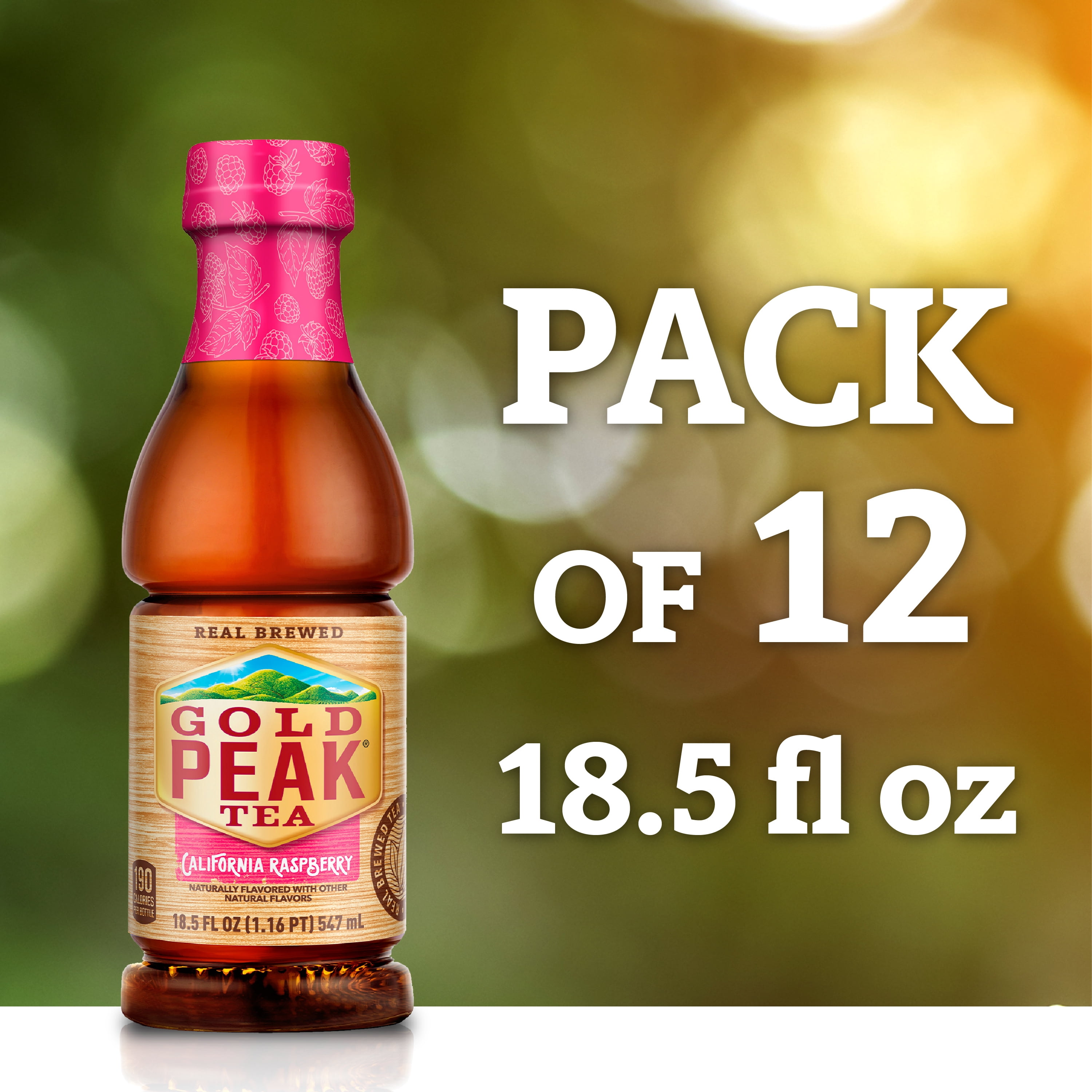Gold Peak Locally Sourced California Raspberry Iced Tea, 18.5 fl oz Bottles (12 Pack)