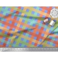 thumbnail image 3 of Soimoi Blue Silk Fabric Check Check Print Fabric by the Yard 42 Inch Wide, 3 of 3