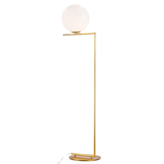 Bethel International Floor Lamp Brass Iron & Glass