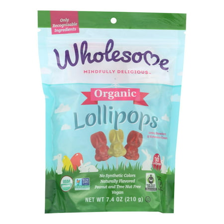 Wholesome Mindfully Delicious Organic Bunny Lollipops, 7.4 Ounce -- 12 per case.