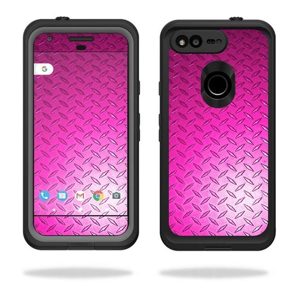 MightySkins LIFGOPIXL-Pink Diamond Plate Skin for Lifeproof Fre Google Pixel XL 5.5 in. Case Wrap Cover Sticker - Pink Diamond Plate