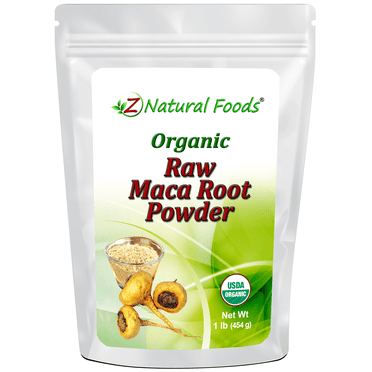 Z Natural Foods Organic Maca Root Powder, Adaptogen Superfood Powder, Contains Raw Red, Yellow & Black Maca, Mix In Drinks, Juice, Smoothies, Shakes, & Recipes, Vegan, Non GMO, Gluten Free - 1 lb