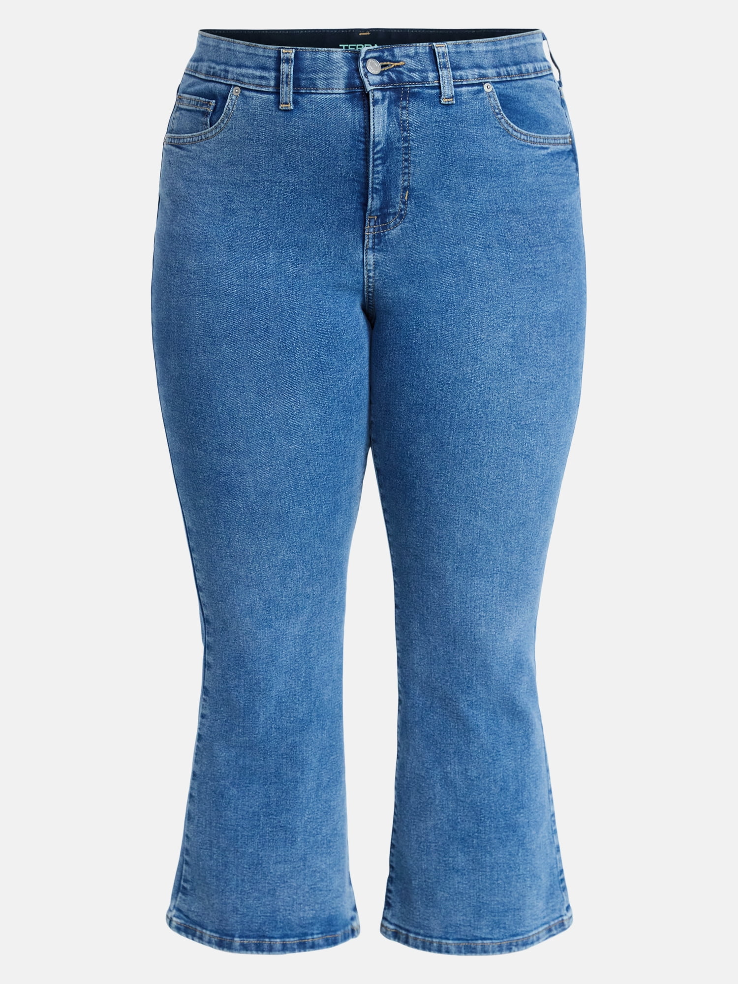 Terra & Sky Women's Plus Size Core Mid Rise Bootcut Jeans, Short and Regular Inseams, Sizes 16W-26W