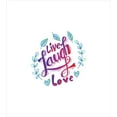 thumbnail image 3 of Live Laugh Love Queen Size Duvet Cover Set, Hand Lettering Motivational Quote with Leaf Frame Illustration, Decorative 3 Piece Bedding Set with 2 Pillow Shams, Violet Red Violet Blue, by Ambesonne, 3 of 3