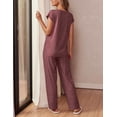 thumbnail image 4 of Ekouaer Womens Pajama Sets Cap Sleeve Sleepwear Tops and Long Pants Comfy Pjs 2 Piece Lounge Set with Pockets, 4 of 6