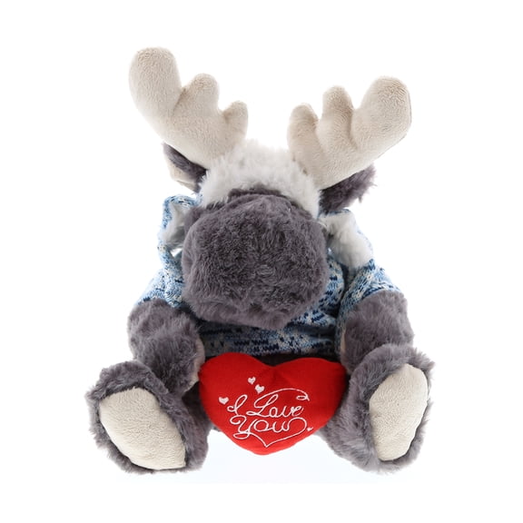 DolliBu I Love You Heart Moose with Sweater Plush - 13 inches