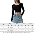 thumbnail image 2 of Top De Manga Larga Señoras Bodycon Top Cuello redondo Verano Casual Top Estilo sexy Costilla de punto Traje diario Ygjytge Negro S para Mujer, 2 of 6
