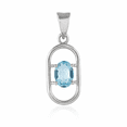 thumbnail image 6 of Femme Jam 925 Sterling Silver Oval Blue Topaz Jewelry Set for Women, Natural Gemstone Pendant Necklace and Stud Earrings, 18" Chain, Hypoallergenic, 6 of 10
