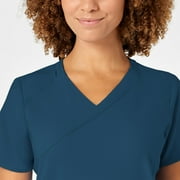 Wink W123 Womens Mock Wrap Scrub Top, Caribbean Blue, L Womens