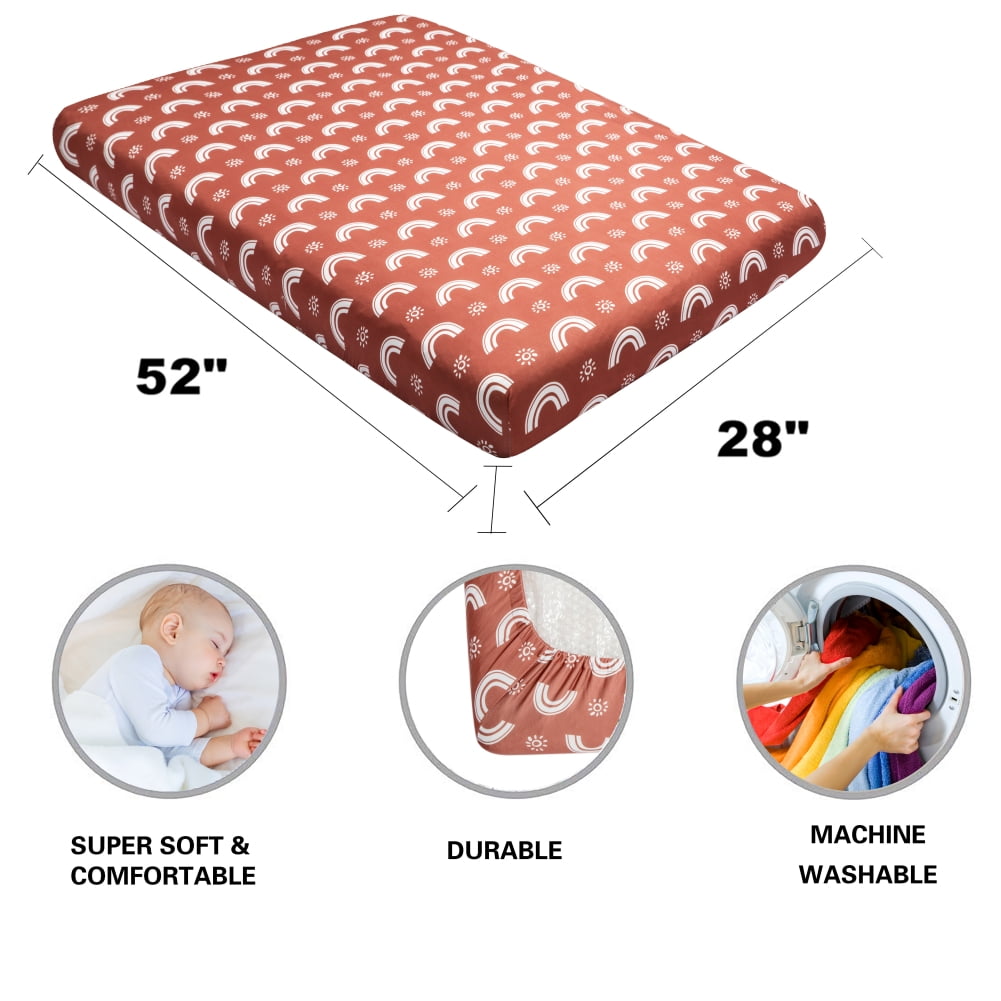 4 Pack Boho Crib Sheets Nursery Sheets Neutral Unisex Fitted Baby Standard Crib Sheets