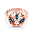 thumbnail image 2 of Gem Stone King 18K Rose Gold Plated Silver London Blue Topaz Family Tree of Life Ring for Women (0.90 Cttw, Gemstone November Birthstone, Size 5), 2 of 4