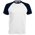 thumbnail image 1 of Kariban - Camiseta 2 colores modelos Beísbol/Baseball de manga corta para hombre - 100% Algodón (Blanco/Azul marino), 1 of 1
