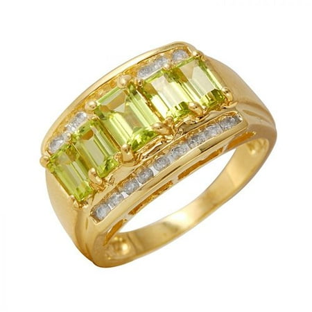 Foreli 2CTW Peridot And Diamond 14K Yellow Gold Ring