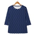 thumbnail image 6 of HLKJKLS Long Sleeve Shirts For Women 3/4 Sleeve Crew Neck Casual Holiday T Shirt Polyester Spandex Classic Print Blue S-3Xl, 6 of 7