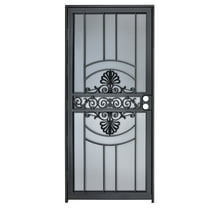 Grisham Deluxe Steel Security Door,36'' x 80''  Metal Tempered Glass Door Screen Replacement Enter Doors,Storm Door