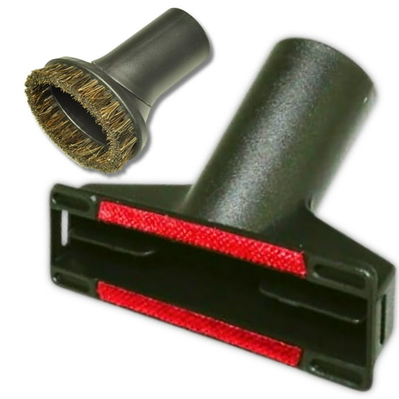 Vacuum Upholstery Tool & Horsehair Dust Brush Combo – 2-Piece Attachment Kit for Furniture, Stairs, Bedding & Delicate Surfaces – Compatible with Miele, Standard Vacuum Hoses