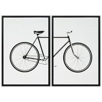 Kate and Laurel Sylvie Bicycle Framed Canvas Wall Art by SImon Te of Tai Prints, Set of 2, 23x33 Black, Whimsical Wall Decor