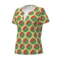 thumbnail image 5 of Fuzoiu Summer Watermelon Print Women's V-Neck T-Shirt,Women's Short Sleeve Top, Comfortable for Work, Leisure, and Sports, 5 of 7