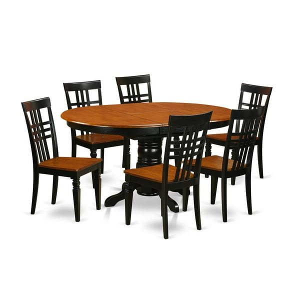 East West Furniture Dining Room Set Black & Cherry, AVLG7-BCH-W