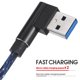 thumbnail image 3 of Cable micro USB de ángulo recto de 1 m, trenzado, USB 2.4 A a 90 grados, cable de datos, cargador para teléfono Android universal (negro), 3 of 6