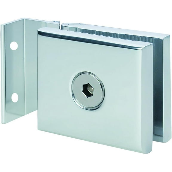 Security in Mini Hinge Door Mount Glass in Polished Chrome Finish Fits 1/4 Inch Glass Shower Doors for Residential Use