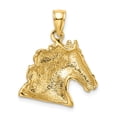 thumbnail image 4 of Auriga Fine Jewelry 14K Yellow Gold Textured Horse Head Charm for Women, 4 of 6