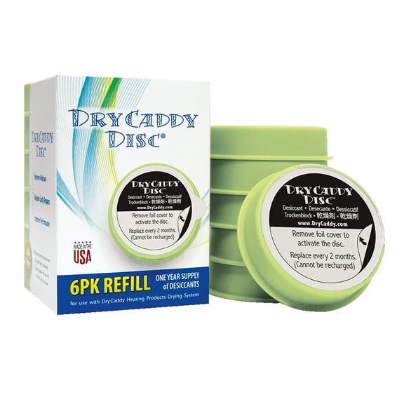 Dry & Store DryCaddy Disc - 6 Pack Replacement Desiccant Refill Disc for DryCaddy Hearing Devices Dehumidifier
