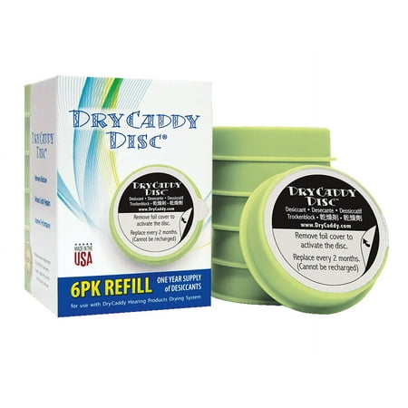 Dry & Store DryCaddy Disc - 6 Pack Replacement Desiccant Refill Disc for DryCaddy Hearing Devices Dehumidifier
