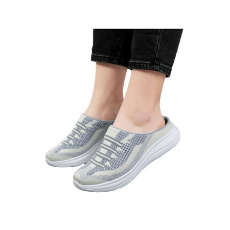 

Rotosw Women Breathable Mesh Cloth Walking Mules Sneakers Open Back Slip On Shoes Size 5-10