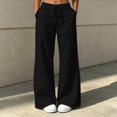 thumbnail image 2 of Wiholl Wide Leg Pants for Women Flowy Palazzo Drawstring Elastic Waist Trousers with Pockets Summer Beach Vacation Clothes, 2 of 7