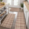 thumbnail image 2 of Beige Brown and Red Checkered Pattern Kitchen Rugs Sets Of 3,Kitchen Runner Rugs Non Skid Washable,Decorative Kitchen Floor Mats for Kitchen,Sink,Laundry,17"x30"+ 17"x47" + 17"x59", 2 of 6
