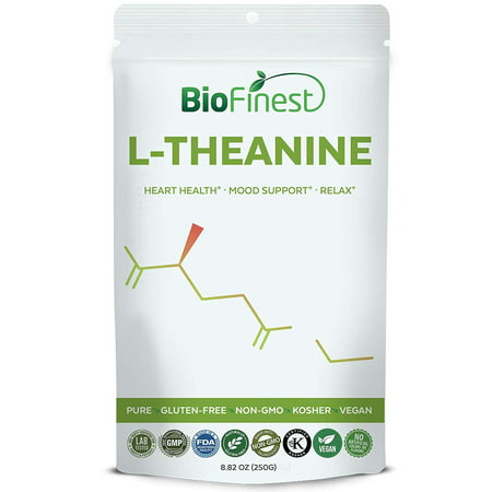 Biofinest L-Theanine Powder 250mg - Pure Gluten-Free Non-GMO Kosher Vegan Friendly - Supplement for Heart Health, Relax, Mood Support