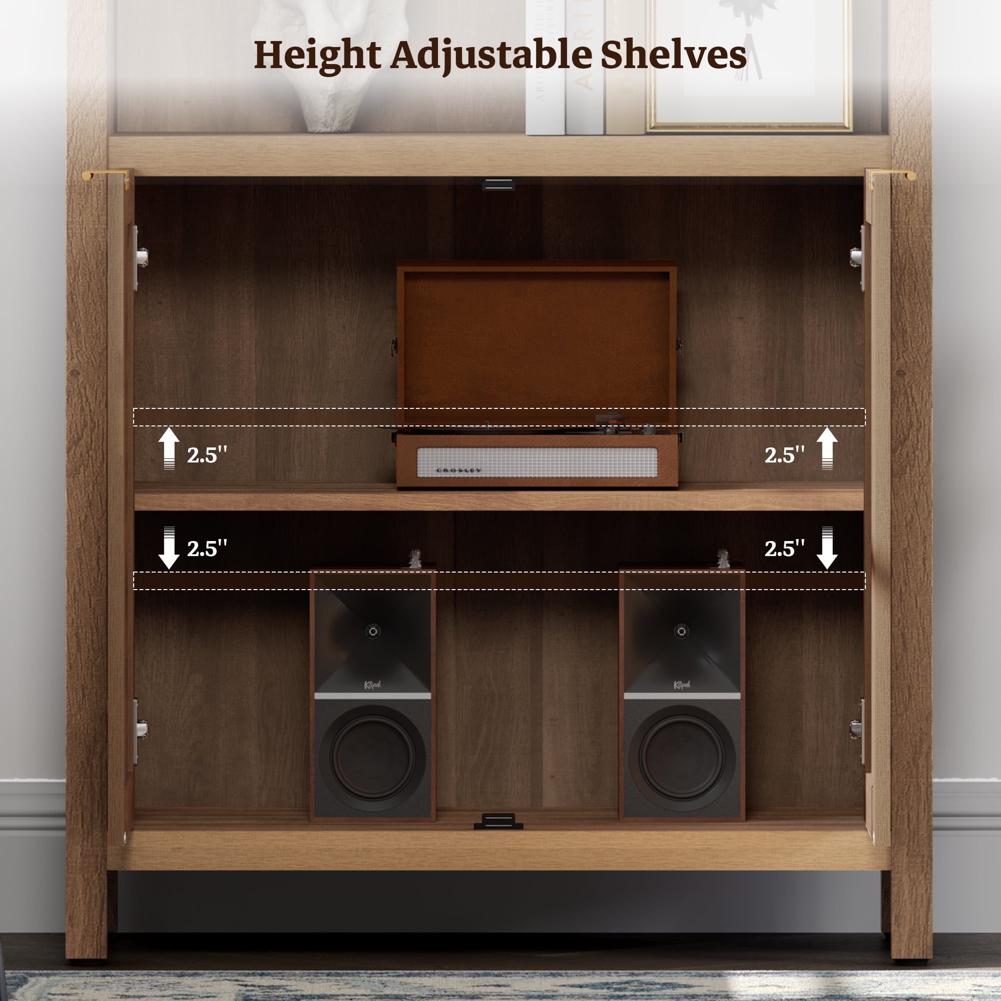 SICOTAS Rattan 5-Tier Bookshelf Set of 2, 5-Shelf Library Bookcase