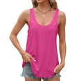 thumbnail image 4 of Tittly Tank Tops Vest for Women Women's Solid Color Fashionable Casual Round Neck Sleeveless Camisole Top Womens Tops Vest Tops for Women Hot Pink XXL, 4 of 7