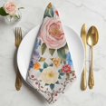 thumbnail image 2 of Boho Pink Flowers Cloth Napkins, Colorful Floral Spring Vintage Botanical Washable and Reusable Dinner Napkins Set of 2, Table Napkin for Kitchen Party Birthday Wedding Hotel Housewarming 20"x20", 2 of 9